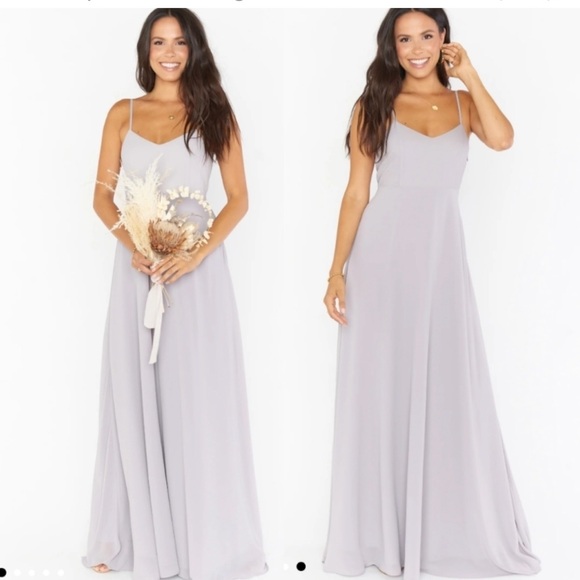 NWT NIP  SHOW ME YOUR MUMU Faith Maxi Dress Dove Grey Chiffon Size: Small - Picture 4 of 5